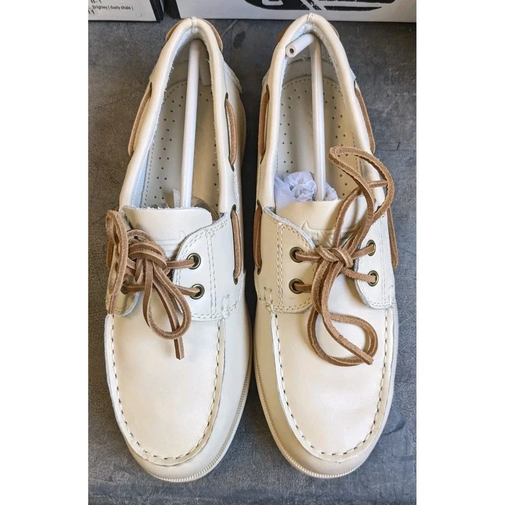 New Canoos Golf Shoes Women's 8.5 Cream Leather Ivory Boat Shoe Loafer